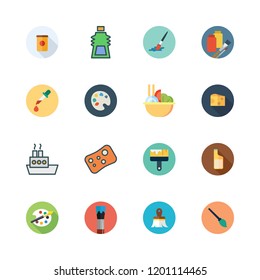 oil icon set. vector set about products, soap, paint palette and paint brush icons set.