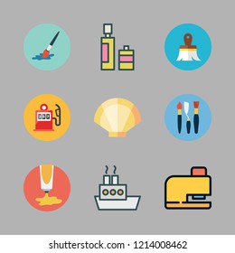 oil icon set. vector set about drilling, oil platform, gas station and paint brush icons set.