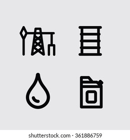Oil icon set vector barrel drop derrick 