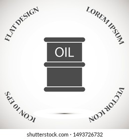 Oil icon vector drum container / barrel with sign flat vector icon for apps and websites. Oil icon vector Abstract symbol of a drop. Oil icon vector EPS-10 (non transparent elements, non gradient)

