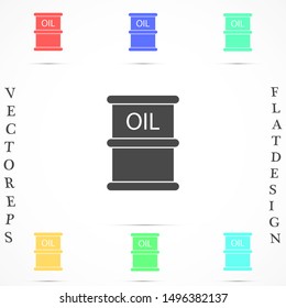 Oil icon vector drum container / barrel with sign flat vector icon for apps and websites. Oil icon vector Abstract symbol of a drop. Oil icon vector EPS-10 (non transparent elements, non gradient)
