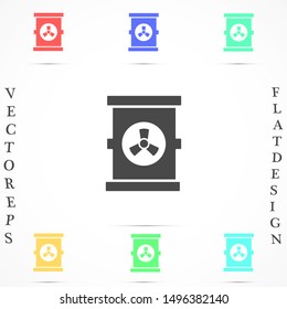 Oil icon vector drum container / barrel with sign flat vector icon for apps and websites. Oil icon vector Abstract symbol of a drop. 