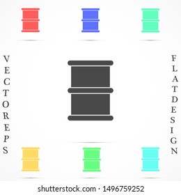 Oil icon vector drum container / barrel with sign flat vector icon for apps and websites. Oil icon vector Abstract symbol of a drop. Oil icon vector EPS-10 (non transparent elements, non gradient)
