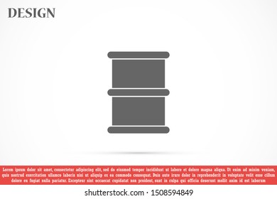 Oil icon vector drum container / barrel with sign flat vector icon for apps and websites. Oil icon vector Abstract symbol of a drop. Oil icon vector EPS-10 (non transparent elements, non gradient)
