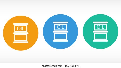 Oil icon vector drum container / barrel with sign flat vector icon for apps and websites. Oil icon vector Abstract symbol of a drop. Oil icon vector EPS-10 (non transparent elements, non gradient)
