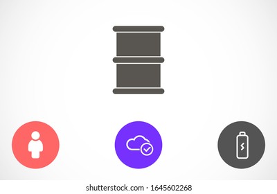 Oil icon vector drum container / barrel with sign flat vector icon for apps and websites. Oil icon vector Abstract symbol of a drop. Oil icon vector EPS-10 (non transparent elements, non gradient)