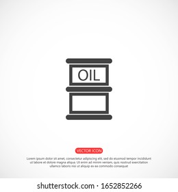 Oil icon vector drum container / barrel with sign flat vector icon for apps and websites. 