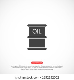 Oil icon vector drum container / barrel with sign flat vector icon for apps and websites. 