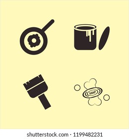 oil icon. oil vector icons set paint can, soap, fried egg and paint brush