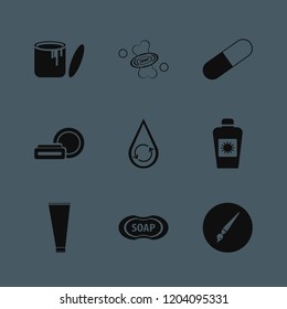 oil icon. oil vector icons set soap, paint can, capsule and brush