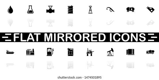 Oil icons - Black symbol on white background. Simple illustration. Flat Vector Icon. Mirror Reflection Shadow. Can be used in logo, web, mobile and UI UX project.