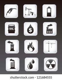 oil icons over black background. vector illustration