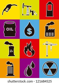 oil icons over colorful background. vector illustration