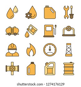 Oil icons pack. Isolated oil symbols collection. Graphic icons element