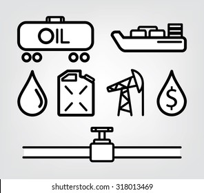 oil icons, petrol and fuel. business and black gold