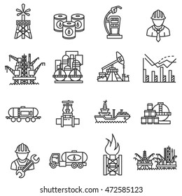 oil icons set. petroleum industry collection. Thin line design