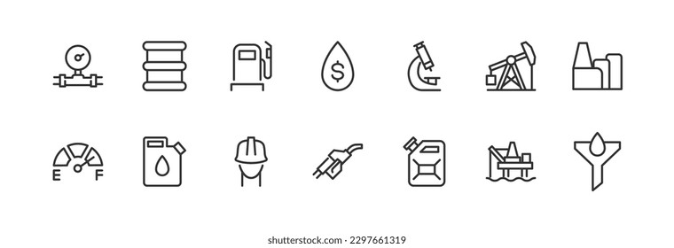 oil icons set for web and UIUX design. Vector objects isolated on a white background