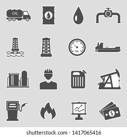 Oil Icons. Sticker Design. Vector Illustration.