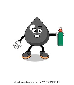 oil illustration cartoon holding mosquito repellent , character design