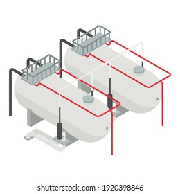 Oil industrial tanks icon. Isometric of oil industrial tanks vector icon for web design isolated on white background