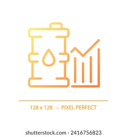 Oil industry analytics gradient linear vector icon. Supply and demand. Petroleum company. Oil market. Energy trading. Thin line color symbol. Modern style pictogram. Vector isolated outline drawing