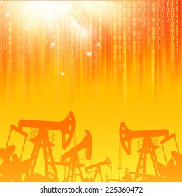 Oil industry background with digital sparks. Vector illustration.