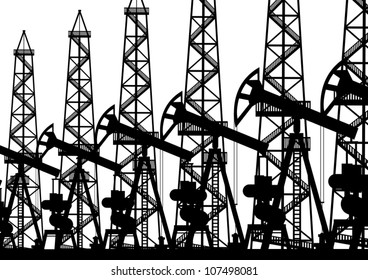 Oil industry. Black and white illustration.