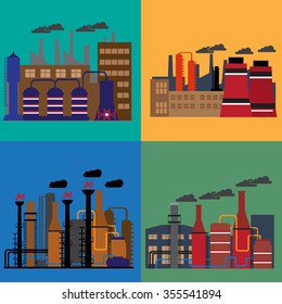 Oil industry business concept of gasoline diesel production fuel distribution and transportation . Vector illustration