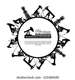 Oil industry circle frame isolated over white. Vector illustration.