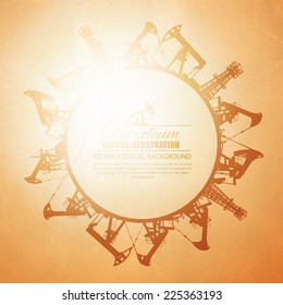 Oil industry circle frame isolated over white. Vector illustration.