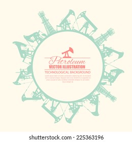 Oil industry circle frame isolated over white. Vector illustration.