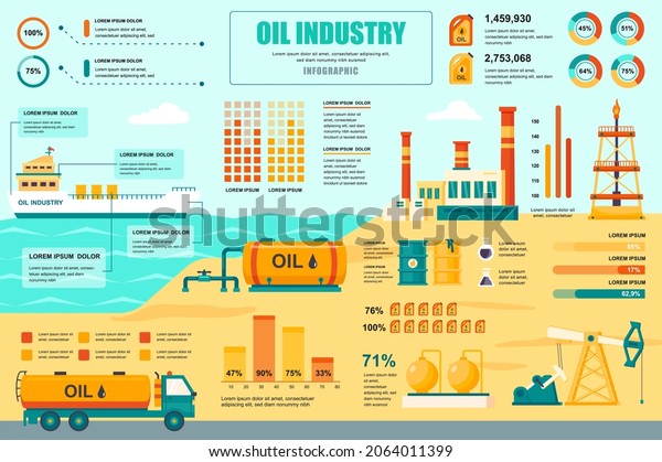 Oil Industry Concept Banner Infographic Elements Stock Vector (Royalty ...