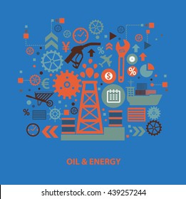Oil Industry concept design on blue background,vector