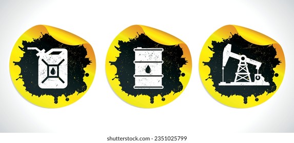 Oil industry concept design style stickers set. Vector illustration