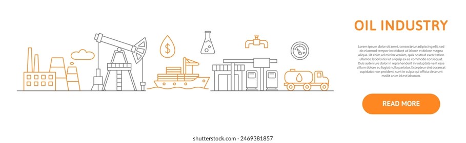 Oil industry Concept extraction production refinery and transportation oil
