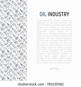 Oil industry concept with thin line icons: gas, petroleum, diesel,  truck, tanker, ship, refinery, barrel. Modern vector illustration, web page template.