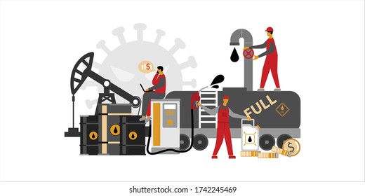 Oil industry crisis concept. Drop in crude oil prices 