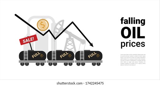 Oil industry crisis concept. Drop in crude oil prices 