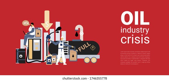 Oil industry crisis concept. Drop in crude oil prices 