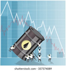 Oil industry crisis concept. Drop in crude oil prices. Financial markets vector illustration.