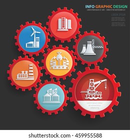 Oil industry design and gear info graphic on a clean background. vector