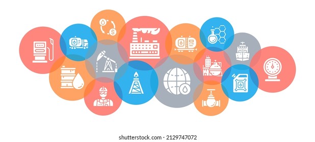 Oil industry design illustration concept. Fuel Truck, Engineer, Gasoline, Cargo Ship web banner for print advertisement.