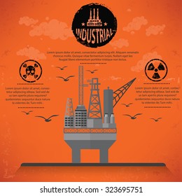 Oil industry design on old background,grunge vector
