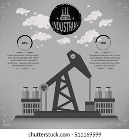 Oil Industry design on old background,vector