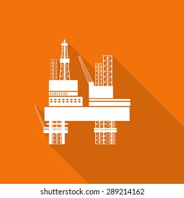 oil industry design over background vector illustration . Silhouette of Offshore Jack Up Rig with long shadow.