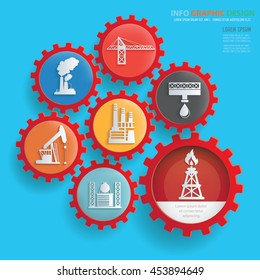 Oil industry design,gear info graphic on clean background,vector