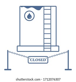 Oil industry Economic crisis, vector illustration.  Crowded Oil storage problem. Falling global oil demand. Market crash WTI West Texas Intermediate Drop prices to negative value Design for web