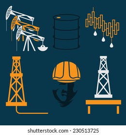 oil industry elements and symbol of fall and rise of oil prices