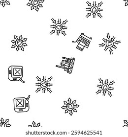 oil industry factory gas plant vector seamless pattern thin line illustration