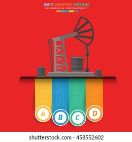 Oil Industry and factory info graphic on red background,vector